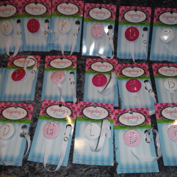 SUGARBUG Other - A LOT OF BABY BLING PACIFER CLIPS WITH INITIALS 18